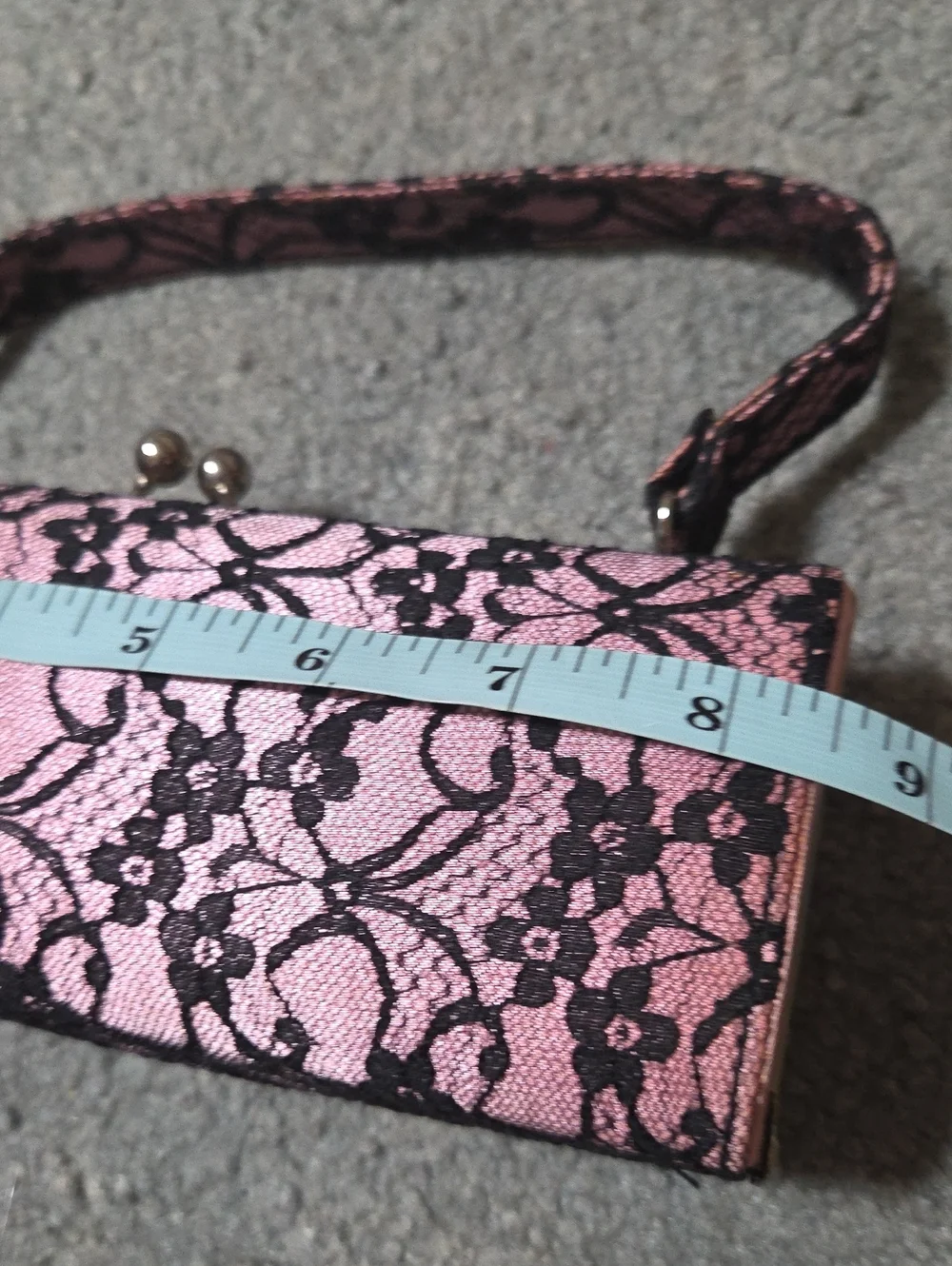 Vintage 90s Nwot Pink Black Lace Evening Clutch Bag with Top Handle